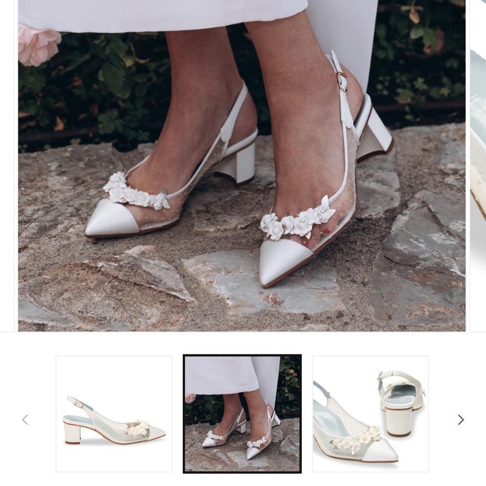 Sarah Flint White Floral Slingback Heels